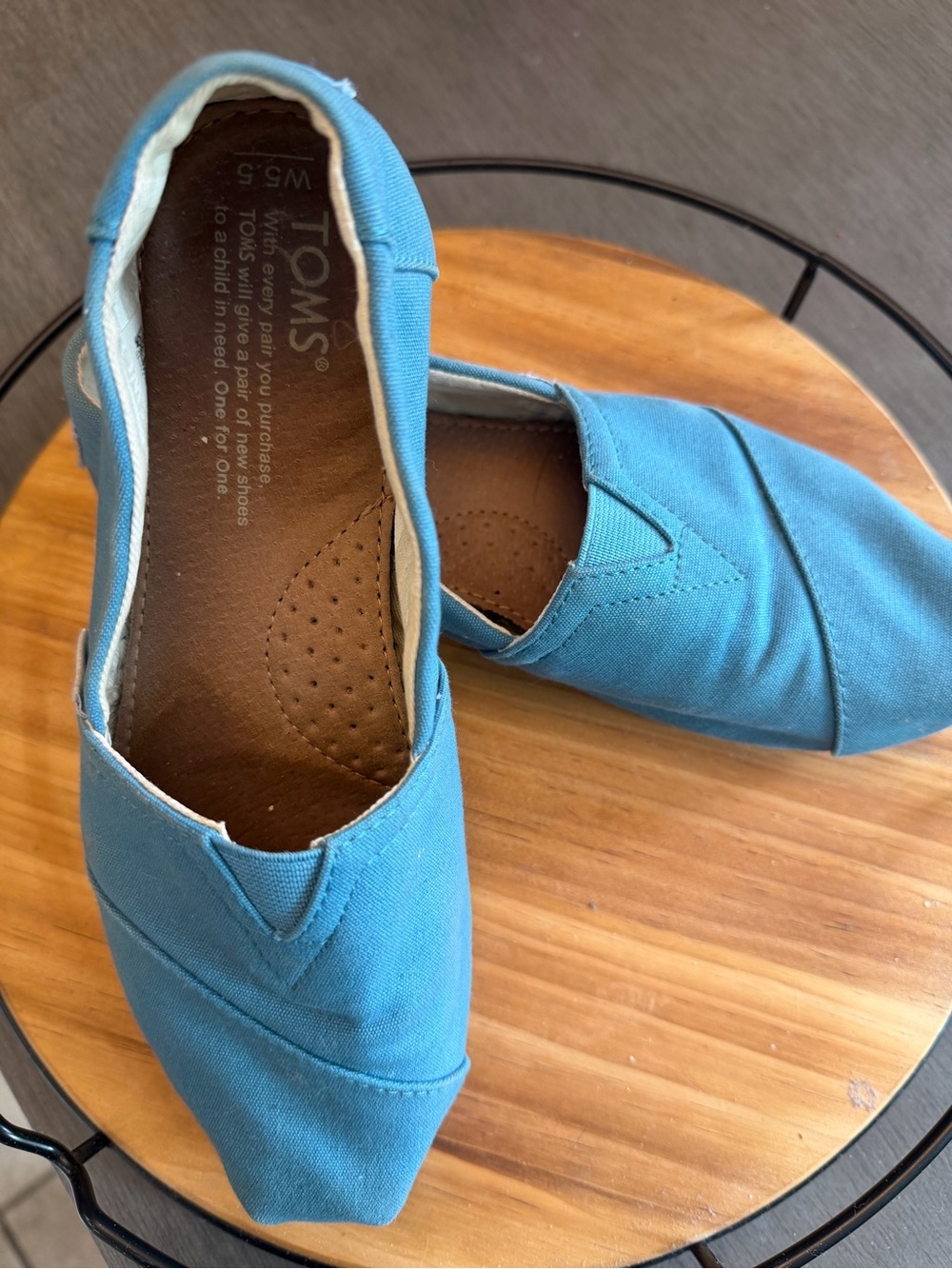 Toms Teal Canvas Slip-On Flats